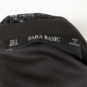 ZARA BASIC ザラ ベーシック レース切り替え オールインワン ワイドパンツ USA S アセテート ブラック 黒 綺麗め エレガンス フォーマルの画像2