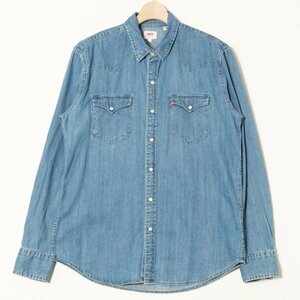 Levi’s リーバイス サイズL 長袖 ウエスタンシャツ デニム ジーンズ インディゴブルー コットン100％ メンズ カジュアル アメカジ 通年