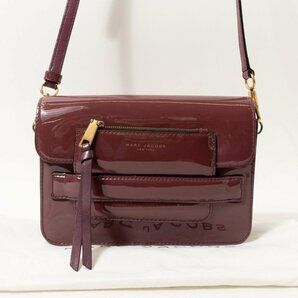 【1円スタート】MARC JACOBS マークジェイコブス エナメルショルダーバッグ 斜め掛け 2WAY ブランドロゴ クラシカル 紫 パープル 袋付きの画像1