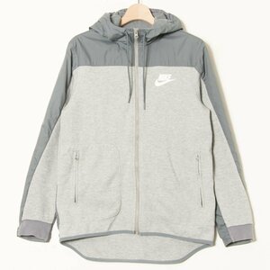 NIKE ナイキ サイズM ジップアップ パーカー 切替 灰色/グレー ポリエステル100％ 裏無し リップストップ スウェット生地 スポーツ ウェア