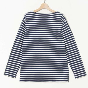 【1円スタート】SAINT JAMES 厚手コットン ボートネック カットソー 長袖 ロングTシャツ トップス ボーダー セントジェームス ネイビー 白