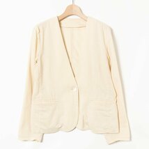 Demi-Luxe BEAMS ノーカラージャケット デミルクス ビームス ベージュクリーム シンプル 綺麗め リネンブレンド 春夏 麻45％ 裏地なし 36_画像1