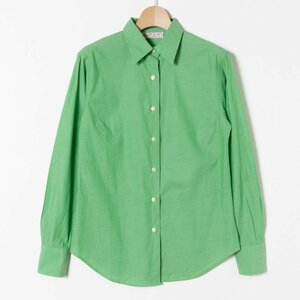 fil a fil フィルアフィル レディース 女性 長袖シャツ フランス製 コットン 綿 38 M パリ グリーン 手洗い可 グリーン 緑 シンプル 春夏