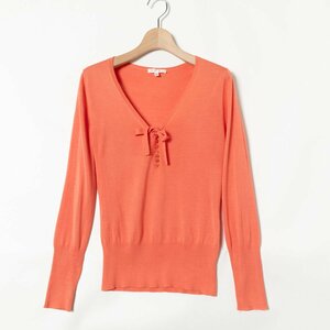 PAULE KA paul (pole) kaV шея вязаный свитер tops одноцветный тонкий cut and sewn M размер шелк шелк orange серия красивый . casual 