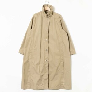 UNIQLO U ステンカラーコート スタンドネック ユニクロ ユー ベージュカーキ系 ロング丈 シンプル カジュアル アウター コットン100％ 綿 S