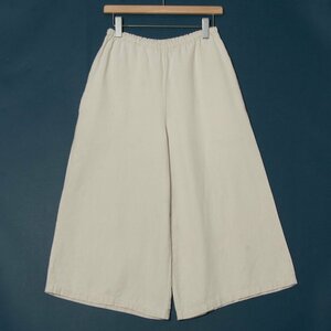 【1円スタート】美品 fog linen work フォグリネンワーク フレアパンツ ウエストゴム 麻100％ ナチュラル シンプル 春夏 ベージュ 無地