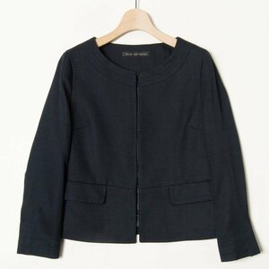 green label relaxing グリーンレーベル リラクシング ノーカラージャケット レディース 婦人 女性 38 ダークネイビー 紺 エレガント 大人