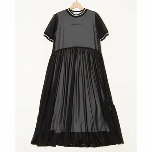 【1円スタート】ESSENTIAL DOUBLE STANDARD CLOTHING ダブルスタンダードクロージング インナー付きメッシュワンピース ロング丈 黒 36