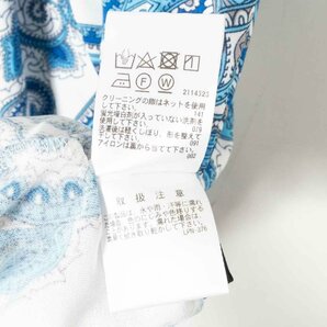 メール便◯ LAPINE BLANCHE トップス ラピーヌブランシュ ホワイト ブルー 半袖カットソー Vネック 綺麗め とろみ感 ペイズリー 38 日本製の画像7