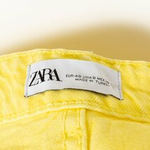 ZARA ザラ 切りっぱなし ワイドパンツ デニムパンツ ジーンズ 無地 ボトムス USA8 綿100% コットン イエロー 黄色 綺麗め カジュアル_画像2