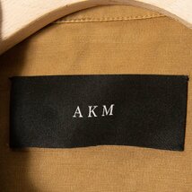 AKM エーケーエム サイズM ジップアップ ジャケット 裏無し コットン混 ストレッチ 茶色/ブラウン メンズ カジュアル アウター 春夏 古着_画像9