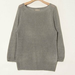 [1 jpy start ]MARGARET HOWELL Margaret Howell 8 minute sleeve knitted tops flax linen100% natural spring summer gray grey 2 Britain made 
