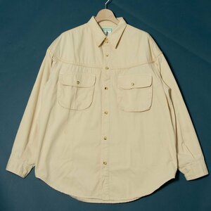 【1円スタート】NIGEL CABOURN ナイジェルケーボン オーバーサイズ長袖シャツ トップス 綿 ヴィンテージ オールド ベージュ 無地