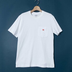 メール便◯ DANTON ダントン ポケット Tシャツ 半袖 トップス ワンポイント カットソー 36 綿100% コットン ホワイト 白 カジュアル