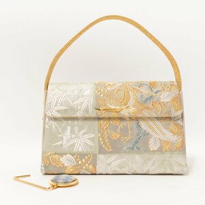  Japanese clothing bag handbag handbag woman bag kimono small articles lady's Gold flap magnet opening and closing total pattern formal bag hanger attaching 