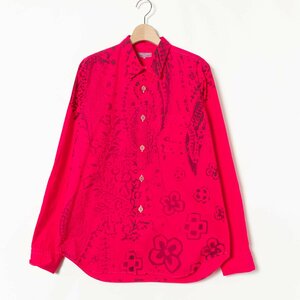 【1円スタート】メール便○ COMME des GARCONS HOMME コムデギャルソン 前プリント長袖シャツ トップス 綿100％ 製品染め ピンク M メンズ