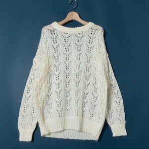  с биркой LOUNIE Lounie ... плетеный вязаный свитер длинный рукав tops накладывающийся надеты Layered FREE нейлон белый красивый . casual осень-зима 