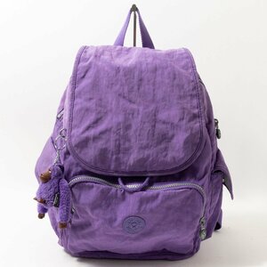 kipling キプリング リュックサック デイパック パープル 紫 シルバー ナイロン キプリングモンキー レディース 収納多数 カジュアル bag