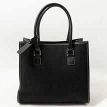 LAUREN RALPH LAUREN ローレン ラルフローレン トートバッグ ブラック 黒 シルバー キャンバス レザー レディース 手さげ スクエア bag 鞄_画像1