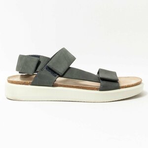 [1 иен старт ]ecco eko - float Flat сандалии кожа сандалии 26cm двойной ремешок темно-серый натуральная кожа casual весна лето 