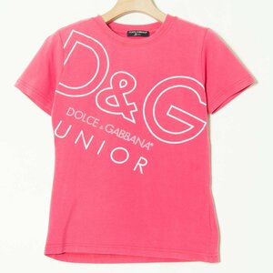 【1円スタート】メール便○ DOLCE&GABBANA ドルチェアンドガッバーナ クルーネック半袖Tシャツ 綿100％ ロゴプリント ピンク 子供服