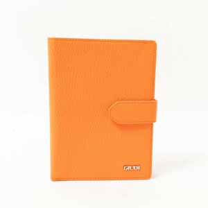 [1 jpy start ] mail service 0 GIUDIji ude . Italy made through . wallet orange leather original leather change purse . equipped card storage great number lady's 