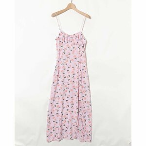 ZARA ザラ 花柄 コルセット ドレス スリットワンピース ロング丈 薄手 キャミワンピ USA XS レーヨン100% ピンク 綺麗め フェミニン 春夏