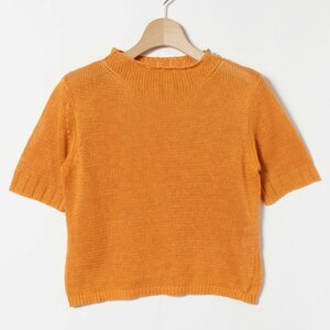 メール便◯ GIANNI LO GIUDICE ジャンニロジュディチェ リネンニット 半袖ニット サマーニット オレンジ 36 レディース 麻100％ 夏 透け感