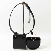 ZARA ザラ 2WAY ウエストバッグ ベルト 7穴 スペイン製 リジェットレザー 再生革 ブラック シルバーバックル モード カジュアル 婦人 鞄_画像2