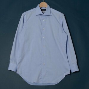 メール便◯ Maker's Shirts 鎌倉 長袖 シャツ サイズ40 コットン混 空色/ライトブルー系 シンプル 無地 メンズ トップス フォーマル 紳士