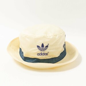 メール便○ adidas アディダス バケットハット ベージュ ブルー 青ナイロン100% レディース シンプル カジュアル レトロ ハット 帽子