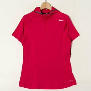 メール便◯ タグ付き 訳あり NIKE ナイキ 半袖Tシャツ フード L ピンク 桃 レディース 婦人 女性 スポーツ サイクリング アウトドア