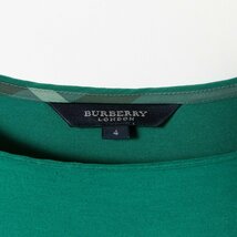 メール便○ BURBERRY BURBERRY LONDON バーバリー バーバリーロンドン 半袖カットソー 4 XL相当 グリーン 緑 シルク混 絹 フレアー袖 春夏_画像2