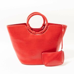 [1 jpy start ]Kitamura Kitamura handbag in stock bag handbag original leather red red series clean . casual many storage lady's woman 