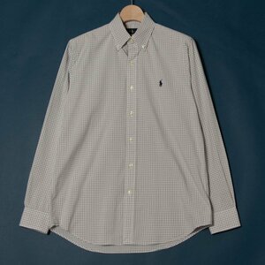 メール便◯ Ralph Lauren ラルフローレン サイズSP 長袖 ボタンダウンシャツ コットン100％ チェック柄 灰色/グレー メンズ 春夏 トップス