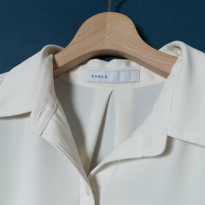 NOBLE ノーブル シャツ 長袖 トップス 薄手 カットソー 無地 ポリエステル100% ホワイト 白 綺麗め カジュアル シンプルの画像3