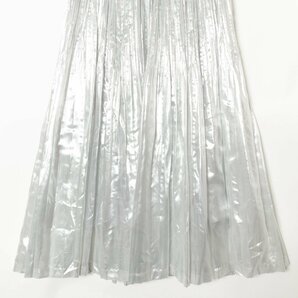 LE CIEL BLEU ルシェルブルー プリーツスカート ロングスカート 光沢 サイドジップ 34 キュプラ シルバー 綺麗め カジュアルの画像3