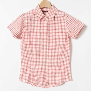 メール便◯ Berghaus バーグハウス W CHECKED SHIRT SS 半袖シャツ チェック柄 サイズ10 レディース 赤 白 レッド アウトドア 登山 薄手 夏