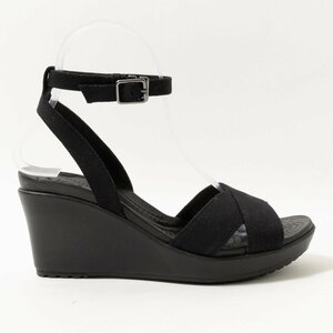  unused tag attaching crocs Crocs 204950-060 sandals black black 22cm lady's Wedge sole ankle strap shoes shoes 