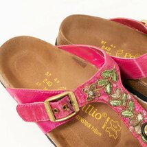 Papillio Original BIRKENSTOCK Fussbett ビルケンシュトックパピリオ サンダル 24cm スペイン製 ピンク 刺繍 レディース 婦人 女性_画像10