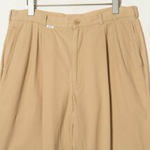 Papas パパス 前タックパンツ ボトムス 綿 コットン100％ ロゴ釦 ヴィンテージ オールド 古着 カジュアル 春夏 ベージュ LL メンズ 無地_画像4