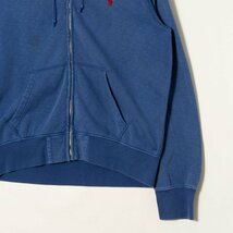 Polo Ralph Lauren サイズL ジップアップ パーカー フーディ コットン混 青/ブルー メンズ アウター カジュアル アメトラ ワンポイントロゴ_画像4