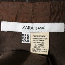 ZARA BASIC ザラ ベーシック セットアップ ストライプ柄 スーツ ジャケット USA M パンツ USA8 ポリエステル ブラウン 綺麗め フォーマル_画像2