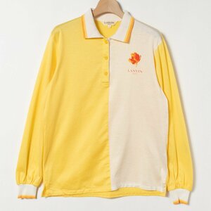 LANVIN GOLF ランバン ゴルフ 長袖ポロシャツ コットンシャツ イエロー 黄色 レディース M 綿100％ コットン 日本製 スポーツ ゴルフウェア