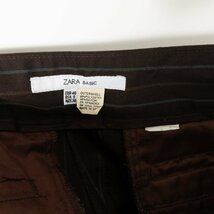 ZARA BASIC ザラ ベーシック セットアップ ストライプ柄 スーツ ジャケット USA M パンツ USA8 ポリエステル ブラウン 綺麗め フォーマル_画像4