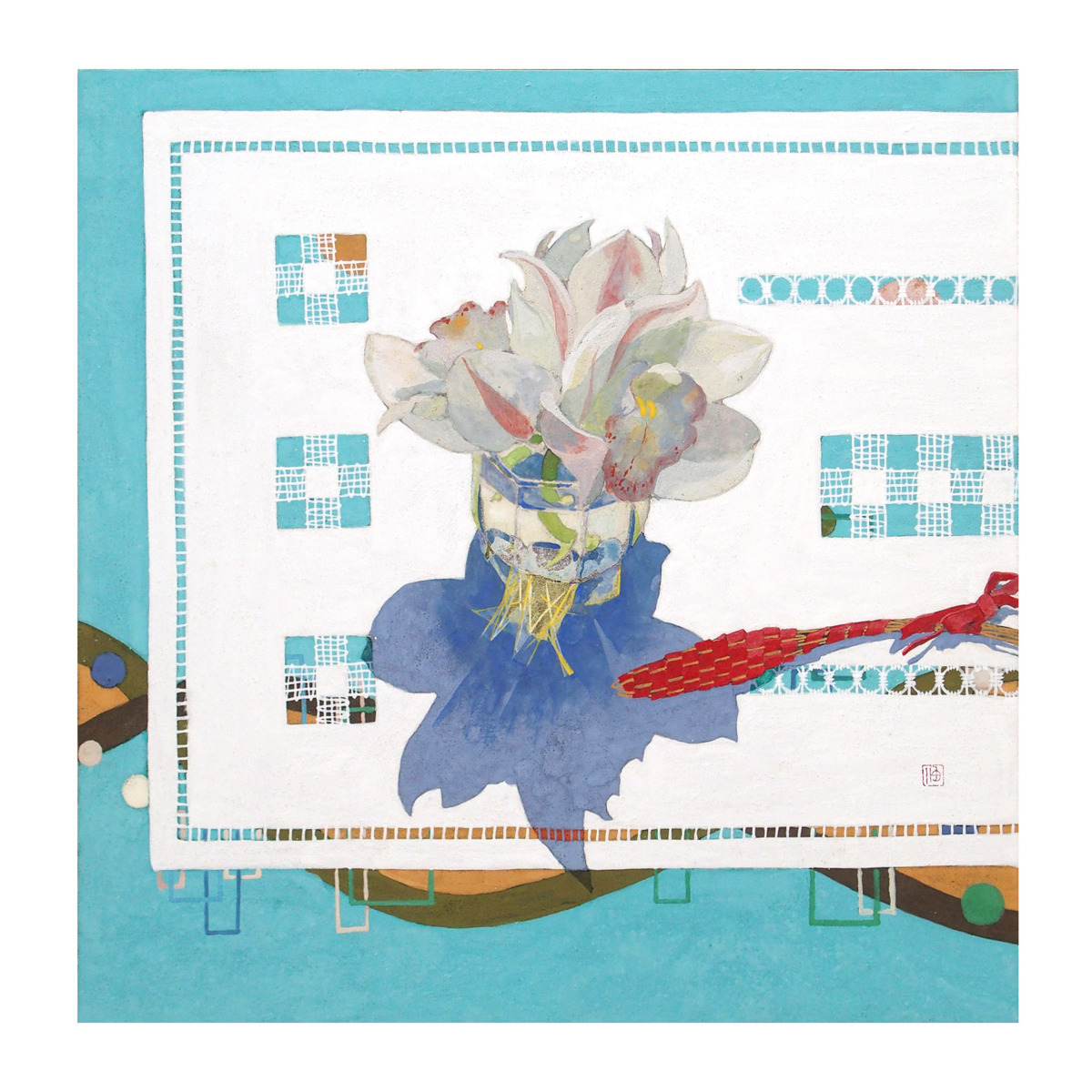 Sayuri Kitamura Tabletop / Tapa blanda pintada No. 5 / Sello y precinto incluidos / Palo de lavanda / 2023 Art Market: Número 60, 000 yenes / Autenticidad garantizada / ENCHANTE, cuadro, pintura japonesa, flores y pájaros, pájaros y bestias