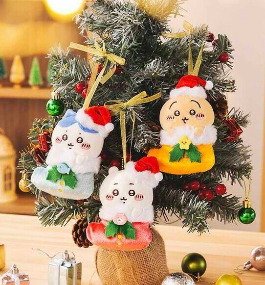 ちいかわ うさぎ ハチワレ クリスマス ぶらさげぬいぐるみ ナガノマーケット オーナメントにもなるマスコット ぬいぐるみ クリスマスツリー