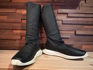 ♪送料無料★Rick Owens★名作★スニーカー★Runner Stretch Sock★ブーツ(ストレッチソックス)★U8808★黒 レザー★39(25.5～26cm程)♪