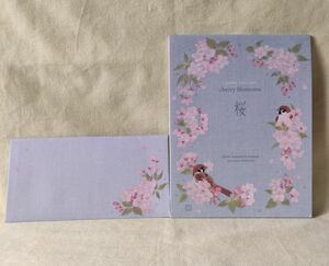 フロンティア　おのみちこ　コラージュ　レターセット　雀　桜　おすそ分け　半分ずつ　はがき箋　花ごころ