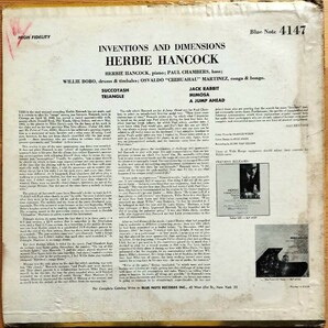 【オリジナル】BLUE NOTE NY RVG 片溝 耳付 MONO盤 HERBIE HANCOCK／Inventions And Dimentions ハービー ハンコック ブルーノートの画像2